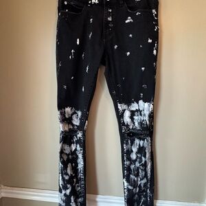 Men’s Kleep Black Jeans with White Paint-Splatter